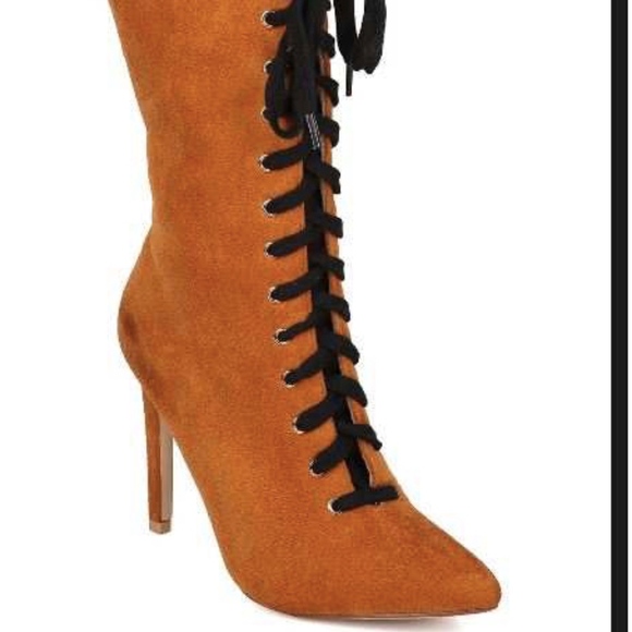 Cape Robbin Gigi11 brown suede lace up booties - Picture 2 of 3